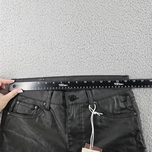 mnml Jeans Mens 31 Black X125 Stretch Denim Distressed Ripped Coated Skinny h - Picture 6 of 16